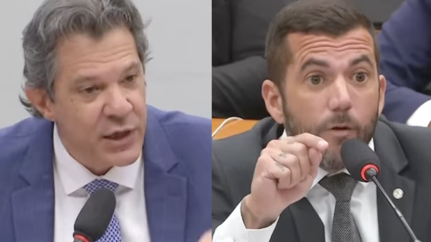 O ministro Fernando Haddad (Fazenda) e deputado federal Carlos Jordy em audiência na Câmara