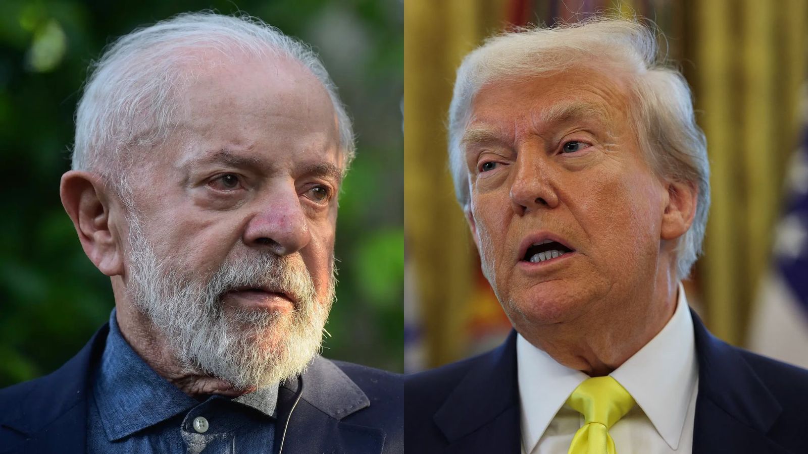 À esquerda, Lula. À direita, Trump. Crédito: Brasil Paralelo