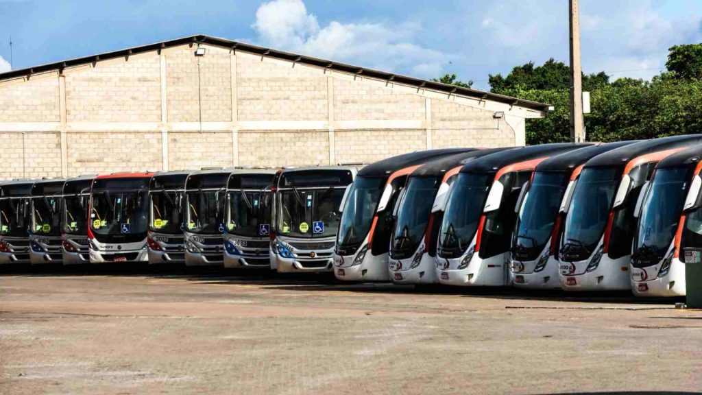 Garagem de ônibus do Consórcio Guaicurus. (Henrique Arakaki, Jornal Midiamax)