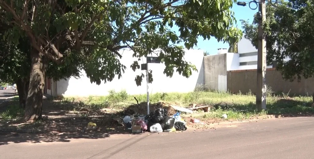 Terrenos baldios são tachados como lixão em bairros do município. Foto: Reprodução/TVC.