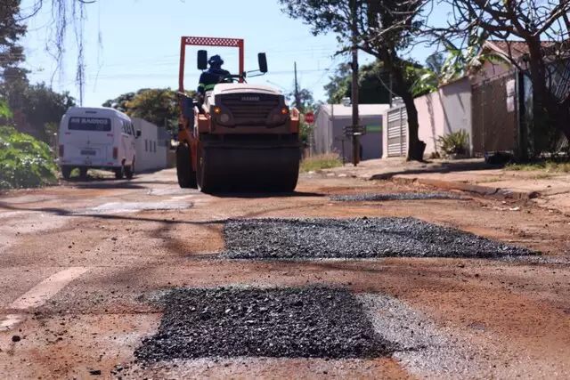 Pavimento que passou por operação tapa-buraco em Campo Grande (Foto: PMCG)