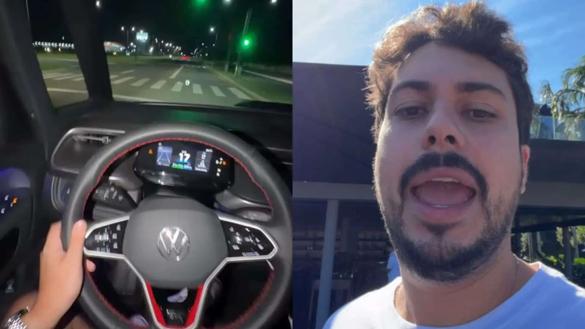 Influenciador automotivo se filmou dirigindo pela Capital pouco antes de ser preso. (Fotos: Reprodução das Redes Sociais)